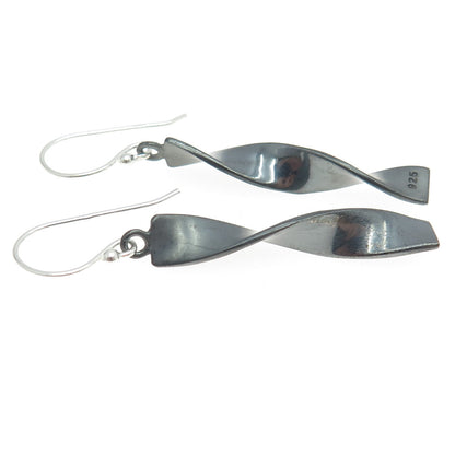 925 Sterling Silver Twisted Bar Drop Dangling Earrings