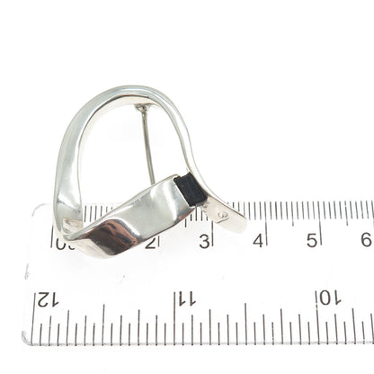 925 Sterling Silver Vintage Modernist Loop Pin Brooch