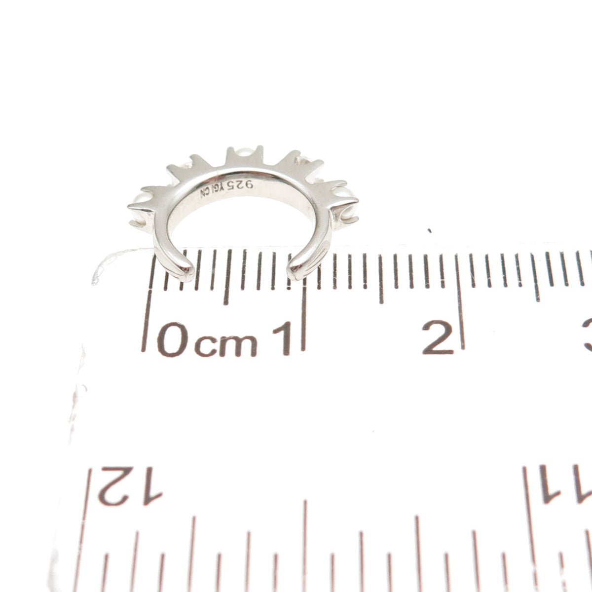 925 Sterling Silver Real Pearl & Round-Cut C Z SINGLE Cuff Earring