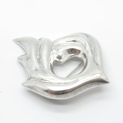 925 Sterling Silver Vintage Mexico Modernist Fire Pin Brooch