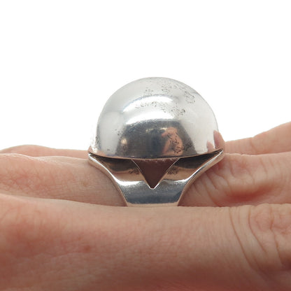 925 Sterling Silver Vintage Mexico Modernist Dome Adjustable Ring Size 6.5