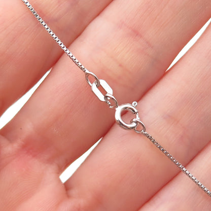 925 Sterling Silver Real Round-Cut Diamond Cross Box Chain Necklace 18"