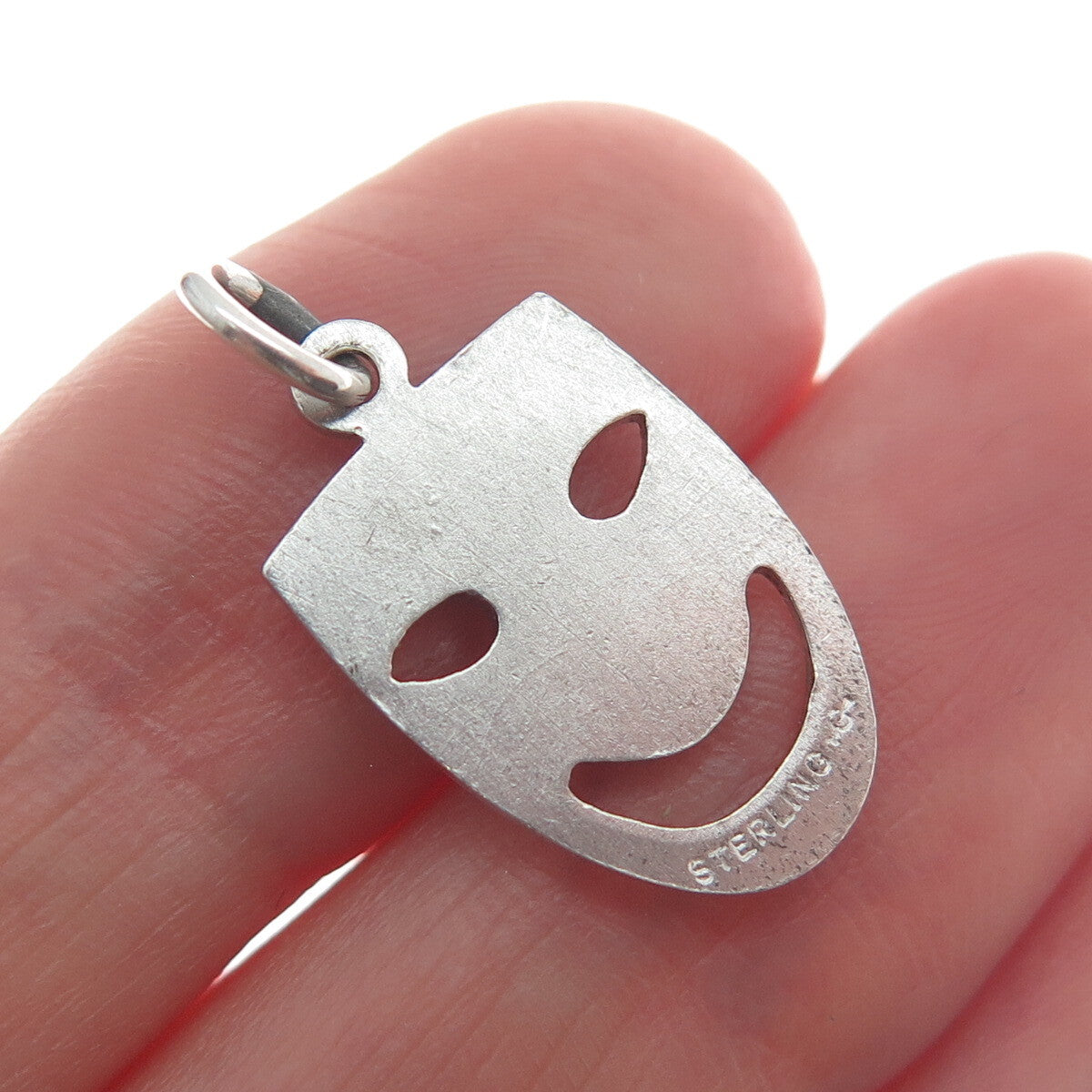GRIFFITH & SONS 925 Sterling Silver Vintage Comedy Mask Minimalist Charm Pendant