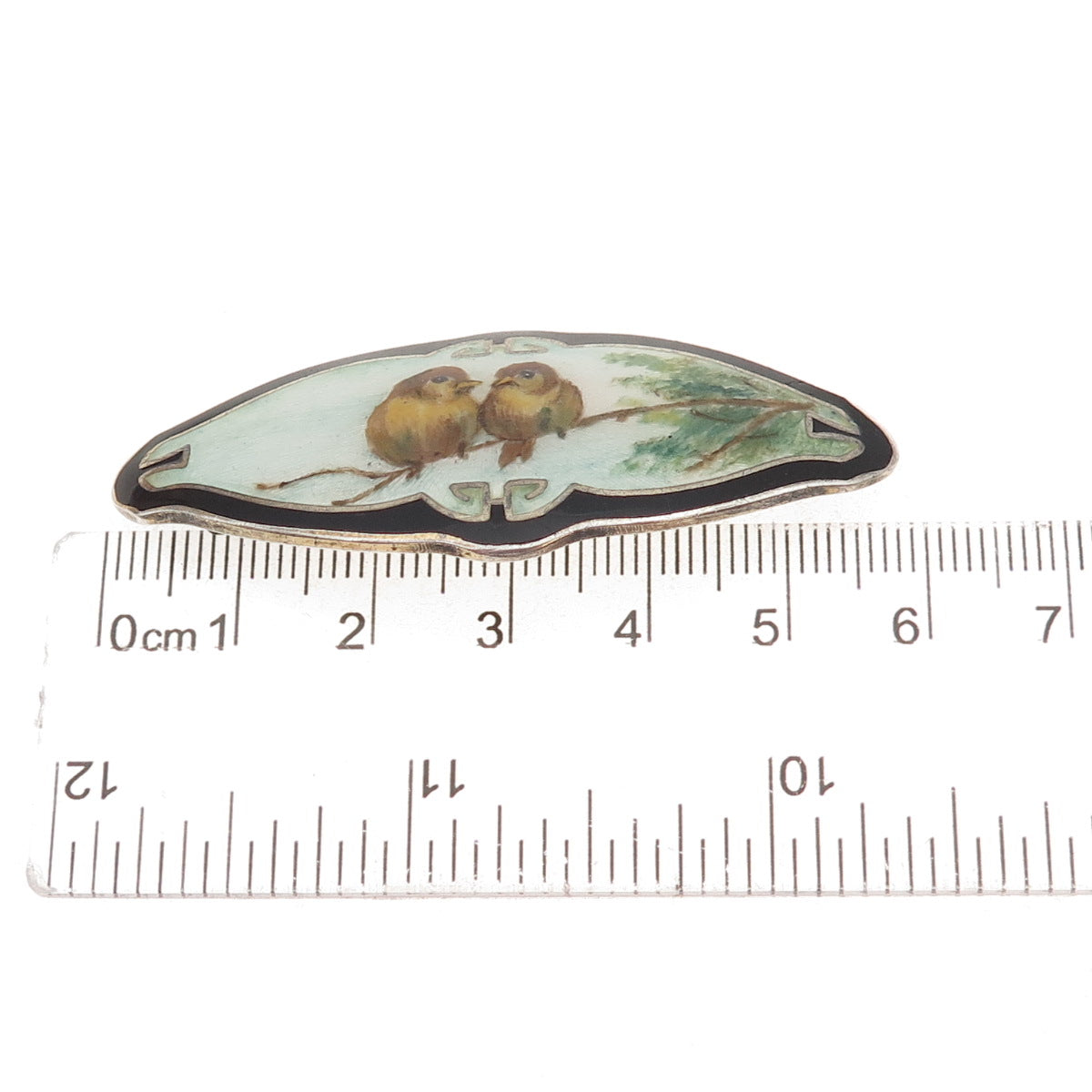 Thorvald Jorgensen 925S Sterling Silver Antique Denmark Enamel Birds Pin Brooch