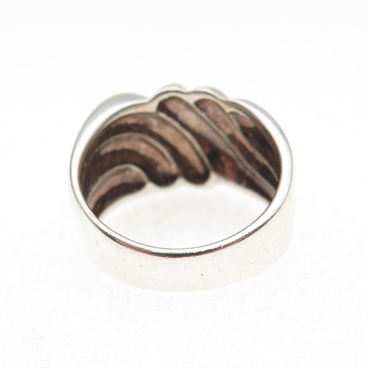 Chapal Zenray 925 Sterling Silver Vintage Modernist Ribbed Ring Size 7.25