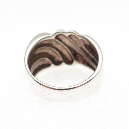 Chapal Zenray 925 Sterling Silver Vintage Modernist Ribbed Ring Size 7.25