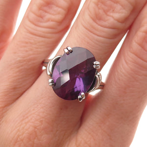 Tommy Long Sterling Silver Vintage Lab-Created Peacock Sapphire Ring Size 10.75