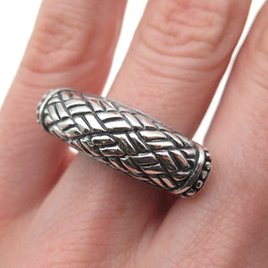 925 Sterling Silver Vintage Modernist Dome Bar Oxidized Ring Size 6