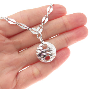 925 Sterling Silver Vintage Round Anchor Coffee Bean Chain Necklace 16"