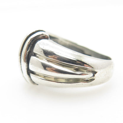 925 Sterling Silver Vintage Modernist Ribbed Ring Size 8.25