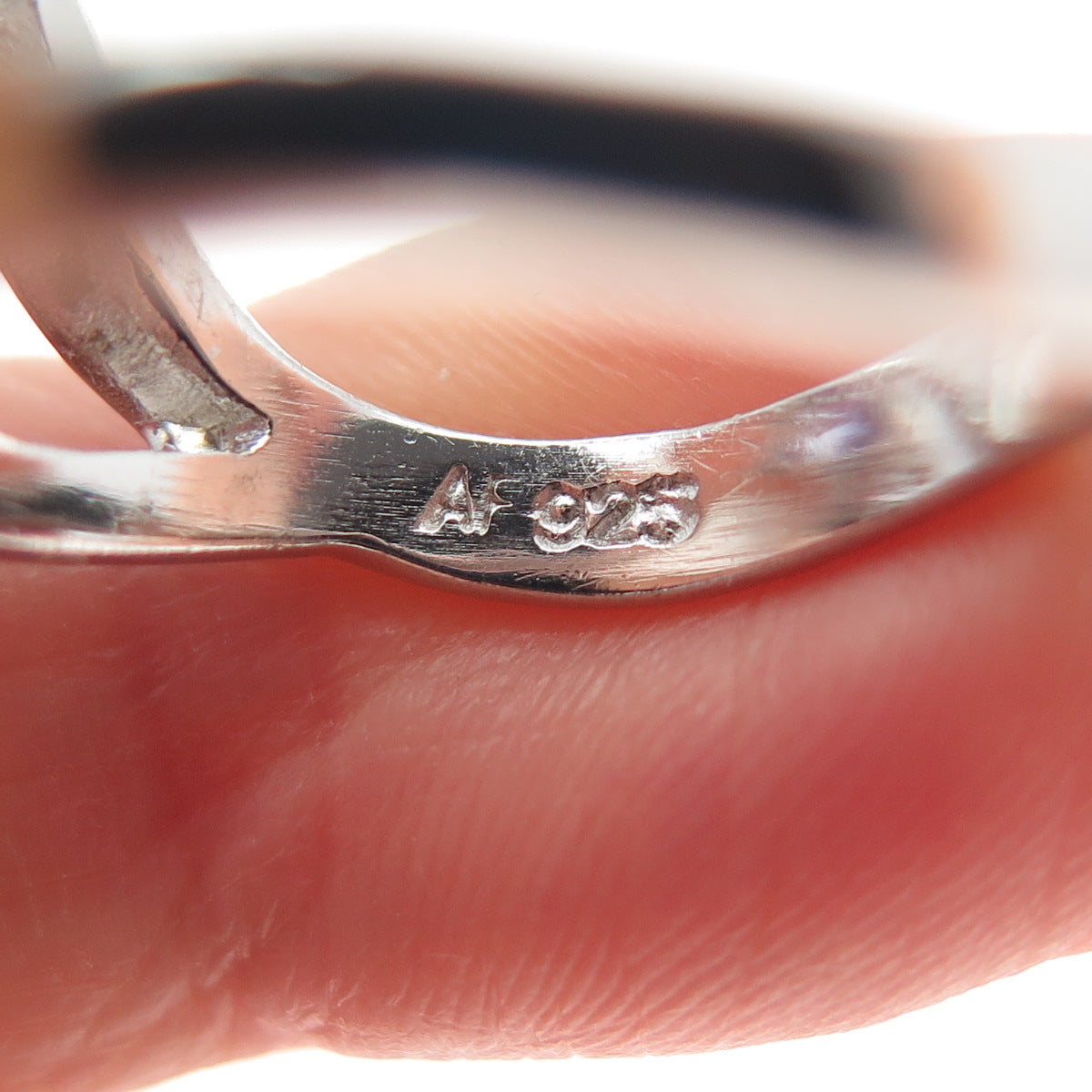 AF DESIGN 925 Sterling Silver Vintage Lavender & White C Z Heart Ring Size 8.25