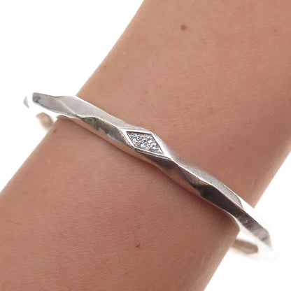 Kara Ross 925 Sterling Silver Round-Cut C Z Bangle Bracelet 8"