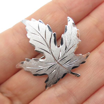 925 Sterling Silver Vintage EMC Maple Leaf Pin Brooch