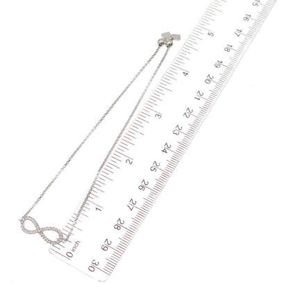 925 Sterling Silver Round-Cut C Z Infinity Adjustable Anklet / Bracelet 6-9.25"