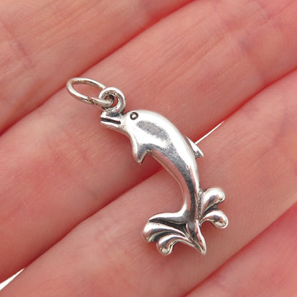925 Sterling Silver Vintage Dolphin Mini Charm Pendant