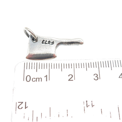 925 Sterling Silver Vintage CLRD Chef's Knife Oxidized Charm Pendant