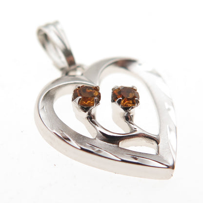 925 Sterling Silver Vintage Rhinestone Heart Mini Charm Pendant