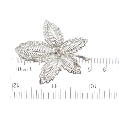 WILLI NONNENMANN 925 Sterling Silver Vintage Germany Floral Filigree Pin Brooch