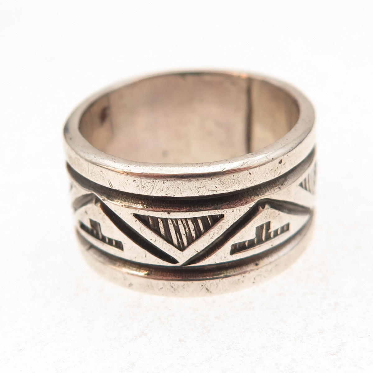 Troy Laner Navajo Old Pawn 925 Sterling Silver Vintage Tribal Band Ring Size 7
