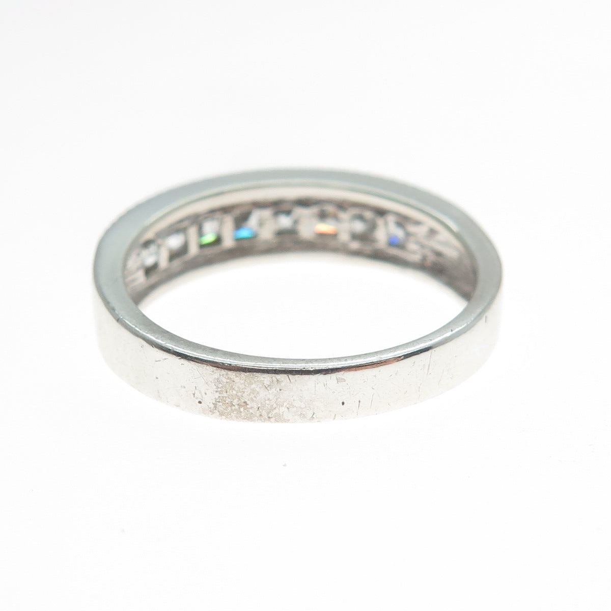 NEVADA 925 Sterling Silver Princess-Cut C Z Half Eternity Band Ring Size 8.25