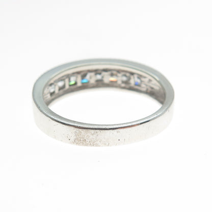 NEVADA 925 Sterling Silver Princess-Cut C Z Half Eternity Band Ring Size 8.25