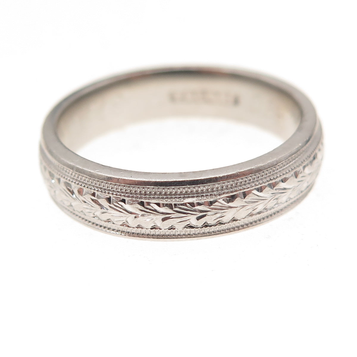 Tacori Platinum Floral Engraved Band Ring Size 9.5