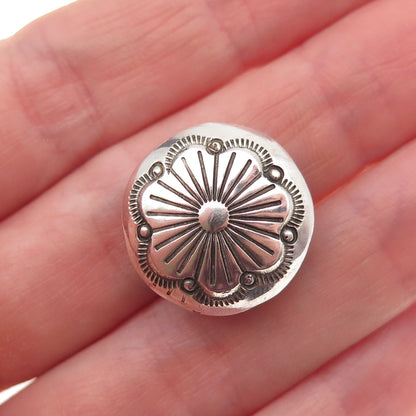Old Pawn Sterling Silver Vintage Southwestern Floral Concho Tribal Clip Button
