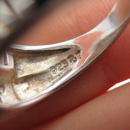 ROSS SIMONS Sterling Silver Emerald & Round-Cut C Z Crisscross Ring Size 7.25