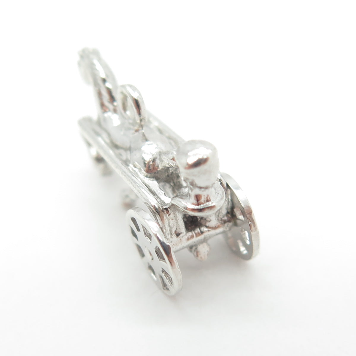 925 Sterling Silver Antique Art Deco Horse Carriage 3D Pendant