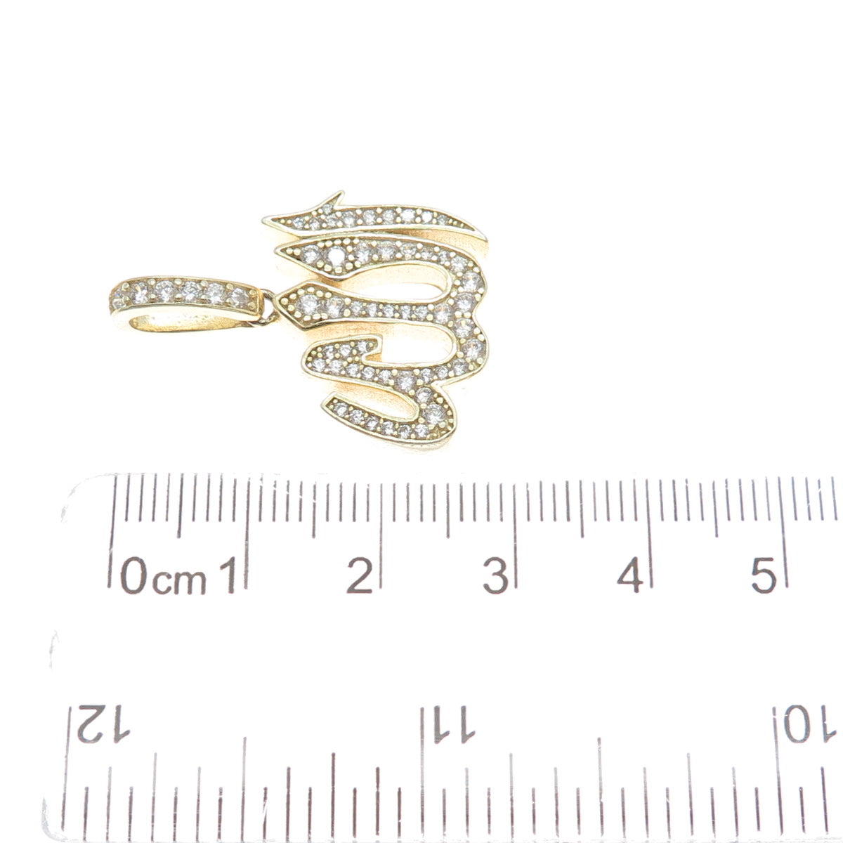 925 Sterling Silver Gold Plated C Z Muslims Allah Religious Pendant