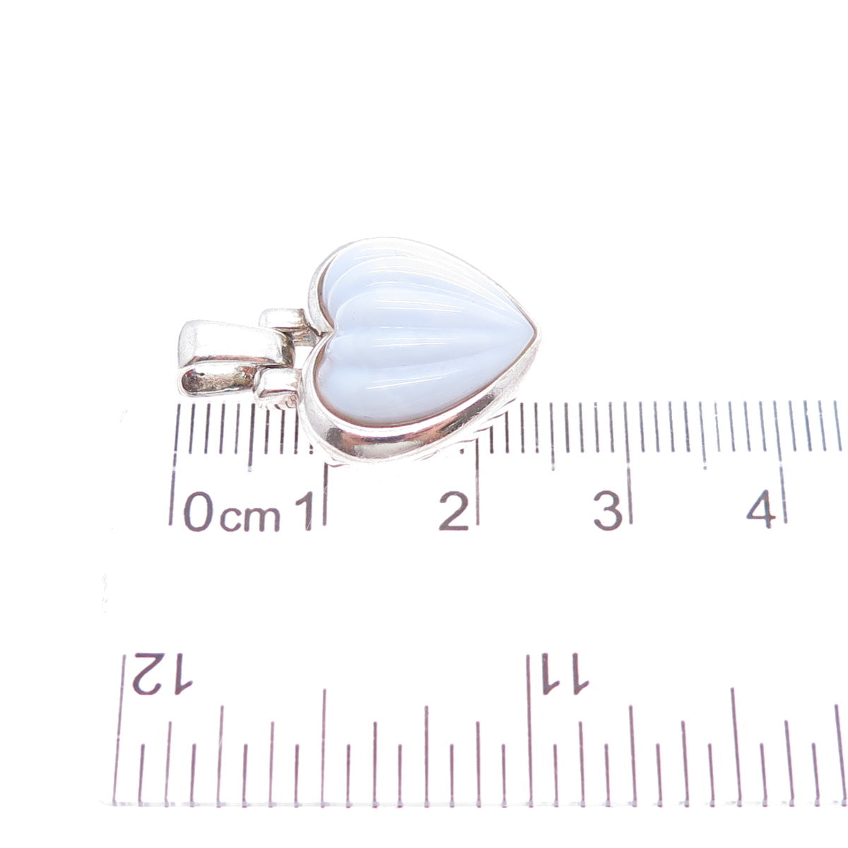 MICHELLE ALBALA Sterling Silver Vintage Real Lavender Jade Heart Charm Pendant