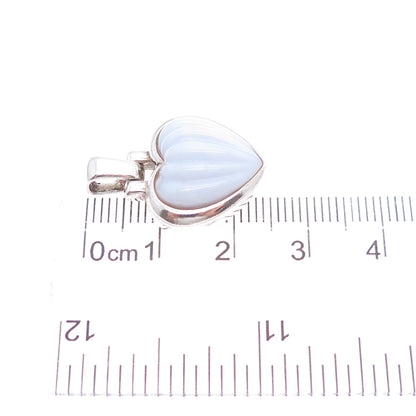 MICHELLE ALBALA Sterling Silver Vintage Real Lavender Jade Heart Charm Pendant