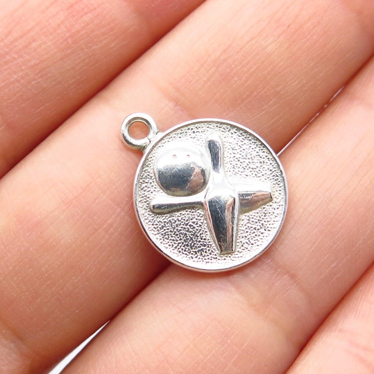 925 Sterling Silver Vintage Bowling For Good Luck Charm Pendant