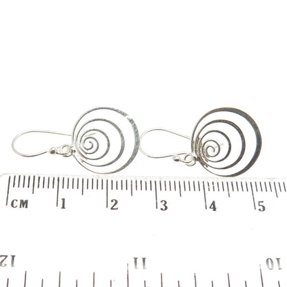 925 Sterling Silver Spiral Drop Dangling Earrings