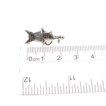 BEAU 925 Sterling Silver Vintage Potbelly Stove Oxidized Mini 3D Charm Pendant