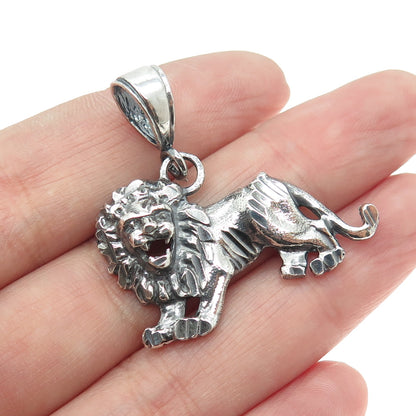 925 Sterling Silver Vintage Lion Oxidized Pendant