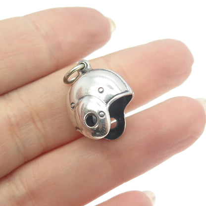 925 Sterling Silver Vintage Helmet 3D Charm Pendant