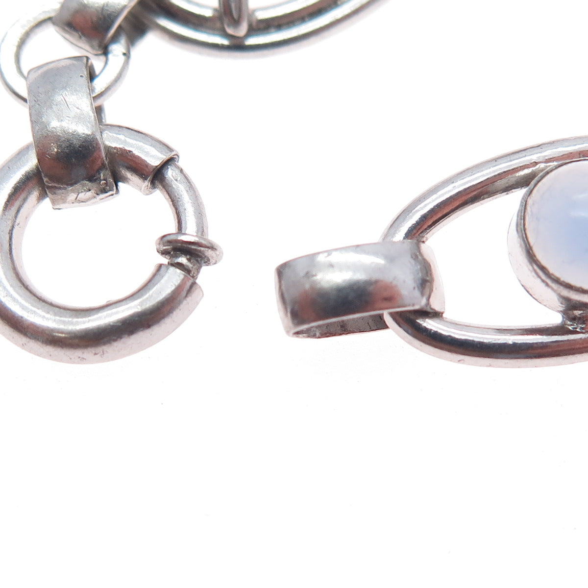 CARL ART 925 Sterling Silver Antique Art Deco Opalite Flower Bracelet 7"