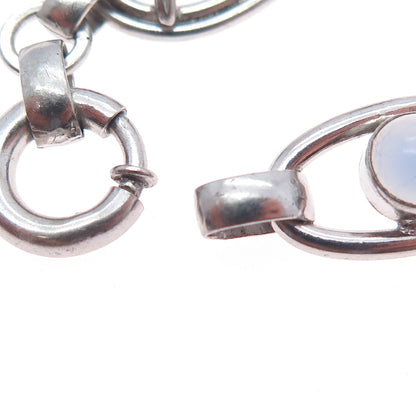 CARL ART 925 Sterling Silver Antique Art Deco Opalite Flower Bracelet 7"