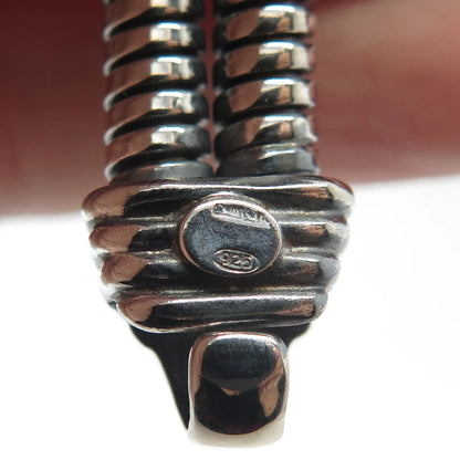 925 Sterling Silver Vintage Black Onyx Gem 2-Row Tubogas Link Bracelet 6.75"