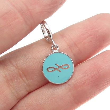 ENDLESS 925 Sterling Silver Blue Enamel Infinity Love Dangle Charm