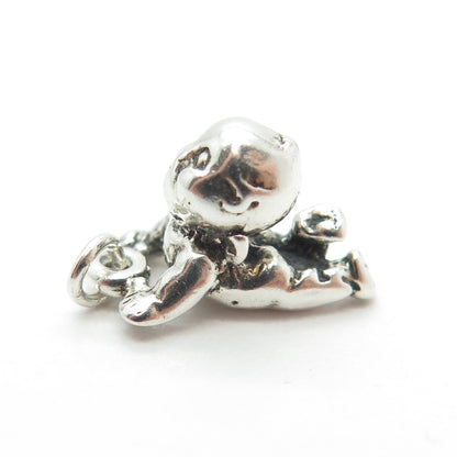 925 Sterling Silver Vintage Baby Minimalist 3D Charm Pendant