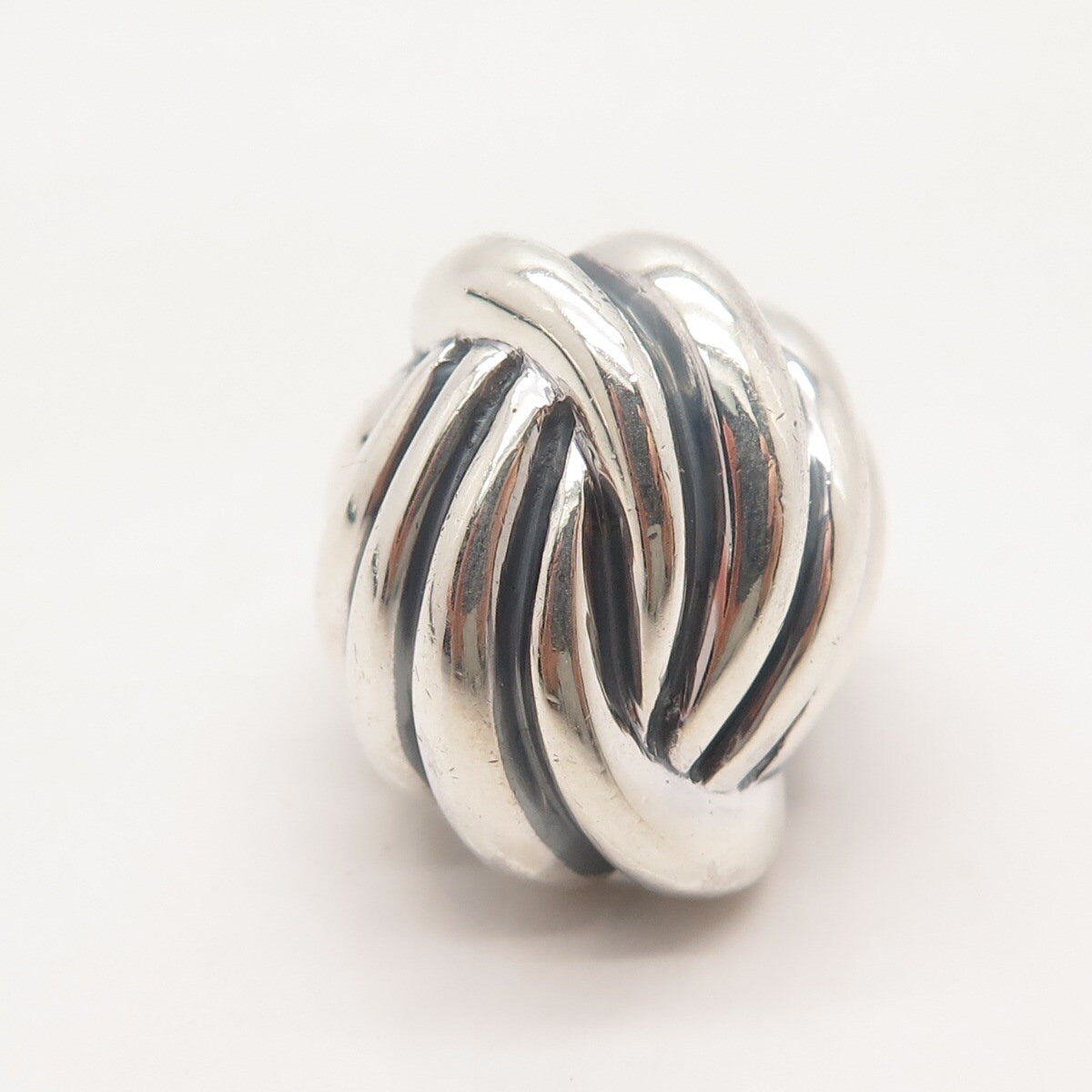 925 Sterling Silver Vintage Ribbed Domed Ring Size 6.25