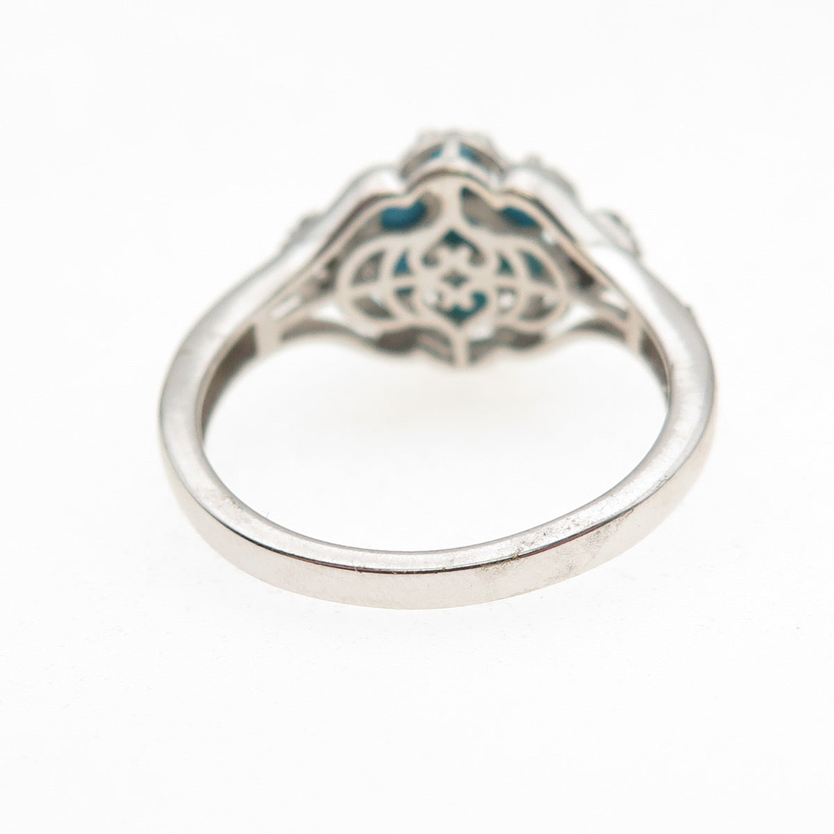 Chuck Clemency 925 Sterling Silver Real Turquoise White Topaz Spinel Ring Size 8