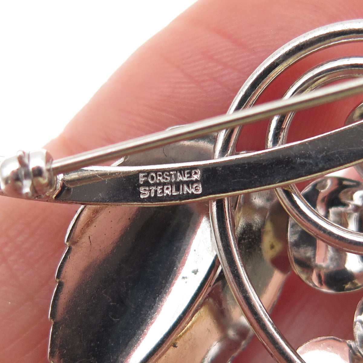 FORSTNER 925 Sterling Silver Vintage Rose Flower Pin Brooch