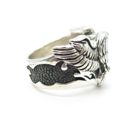 Silver Rings Men 925 Sterling Silver Eagle Biker Ring Size 12