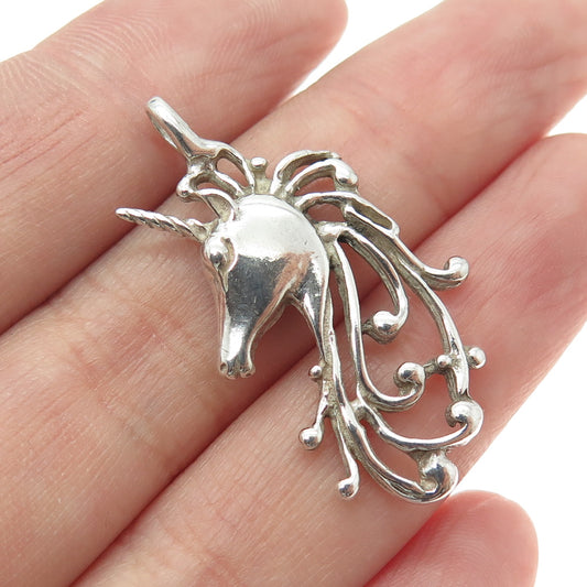 925 Sterling Silver Vintage Mythical Unicorn Pendant