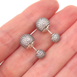 Pandora 925 Sterling Silver Round-Cut C Z Ball Stud Earrings