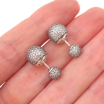 Pandora 925 Sterling Silver Round-Cut C Z Ball Stud Earrings