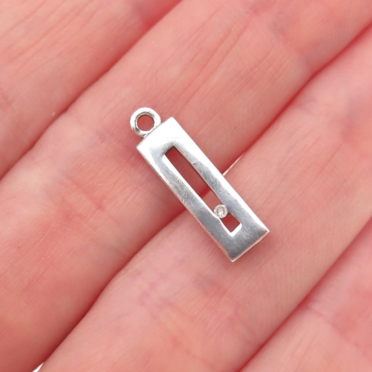 925 Sterling Silver Real Round-Cut Diamond Accent Mini Charm Pendant